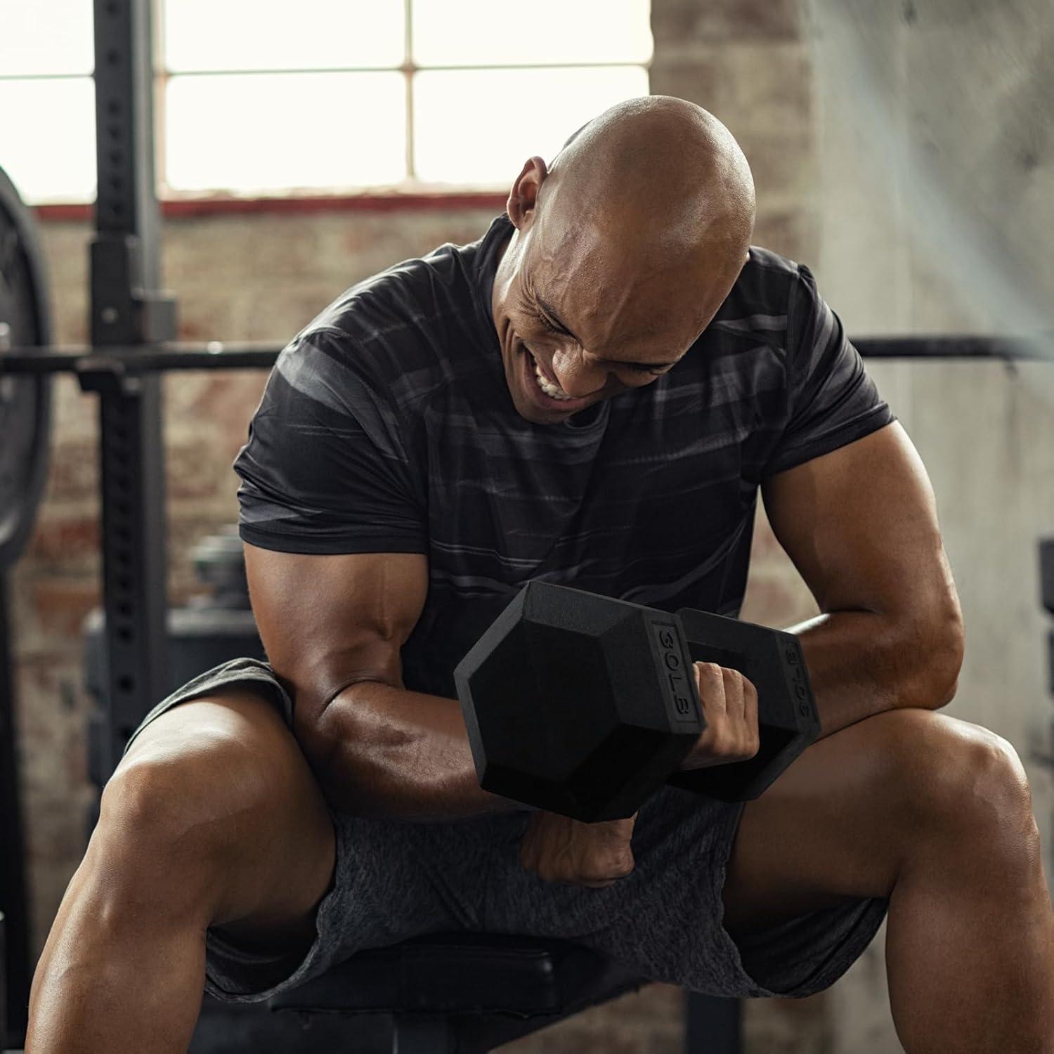imageRITFIT 650550450350300310260210200180150100 LB Rubber Hex Dumbbells Set with Optional Dumbbell Rack Multi Weight Set to Choose Ideal for Home Gym and Fitness300 LBS Set with 5Tier Rack