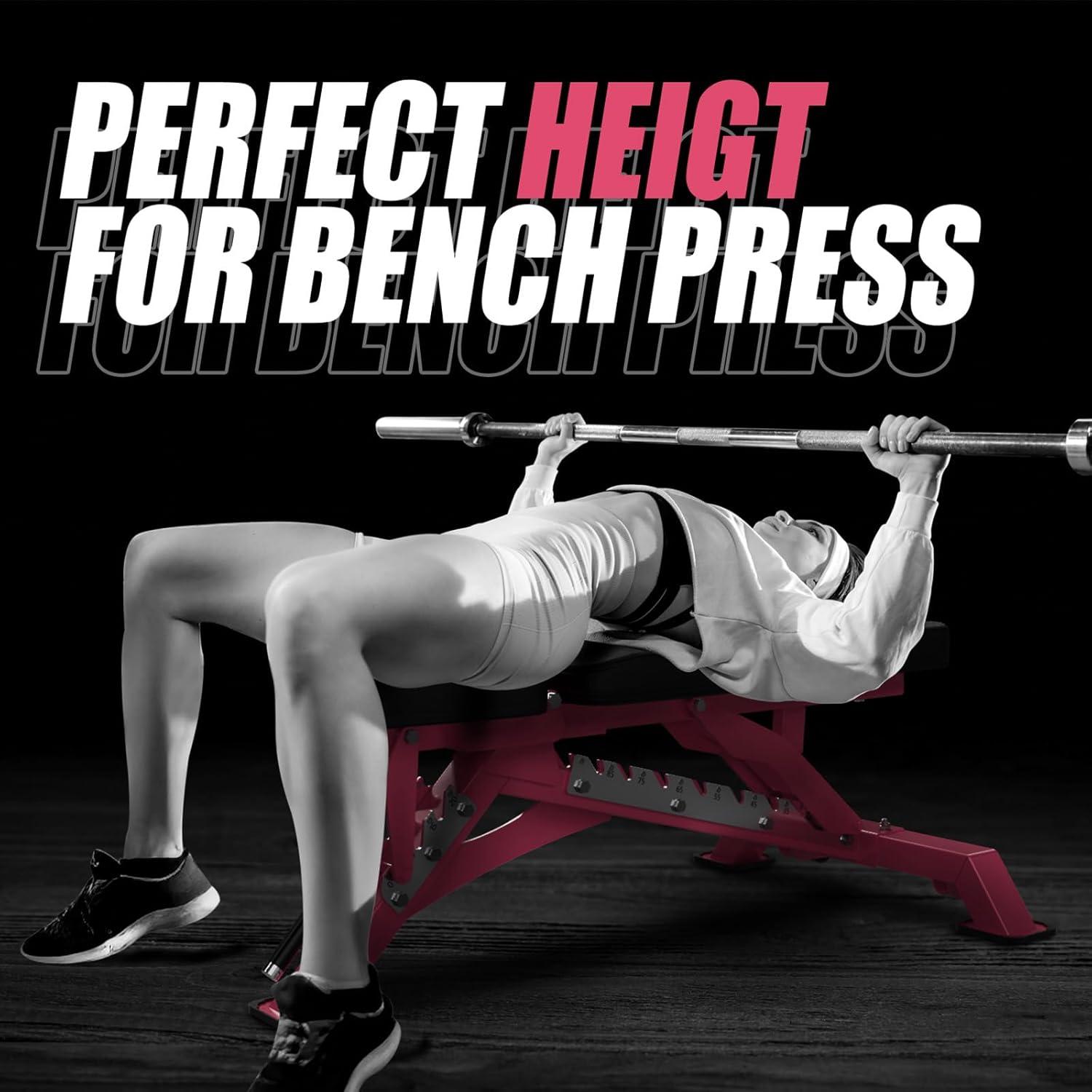 imageRITFIT Adjustable Weight Bench with Multiple Back Positions for Full Body Workouts Incline Decline and Flat Settings for Home Gym Strength Training 1300LB CapacityPink