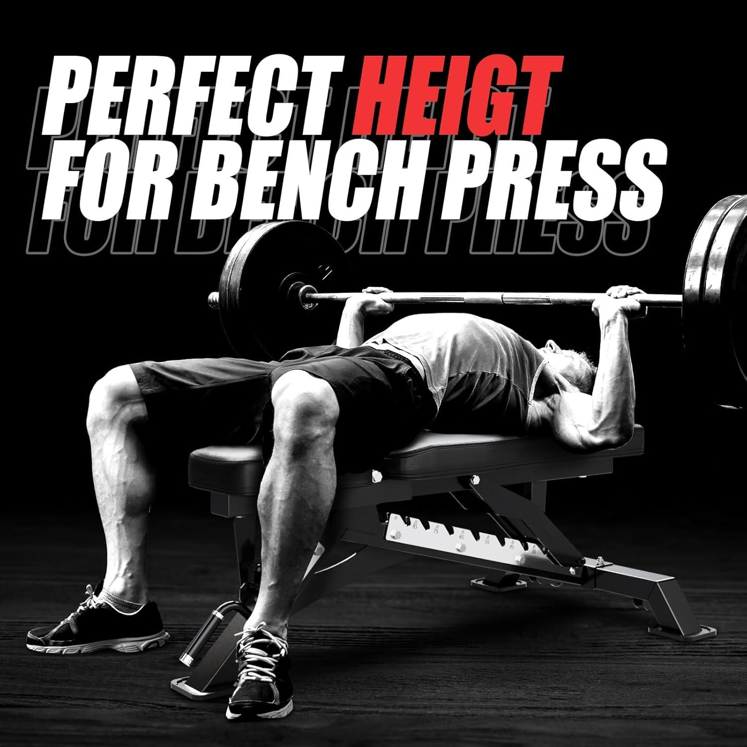 imageRITFIT Adjustable Weight Bench with Multiple Back Positions for Full Body Workouts Incline Decline and Flat Settings for Home Gym Strength Training 1300LB CapacityBlack
