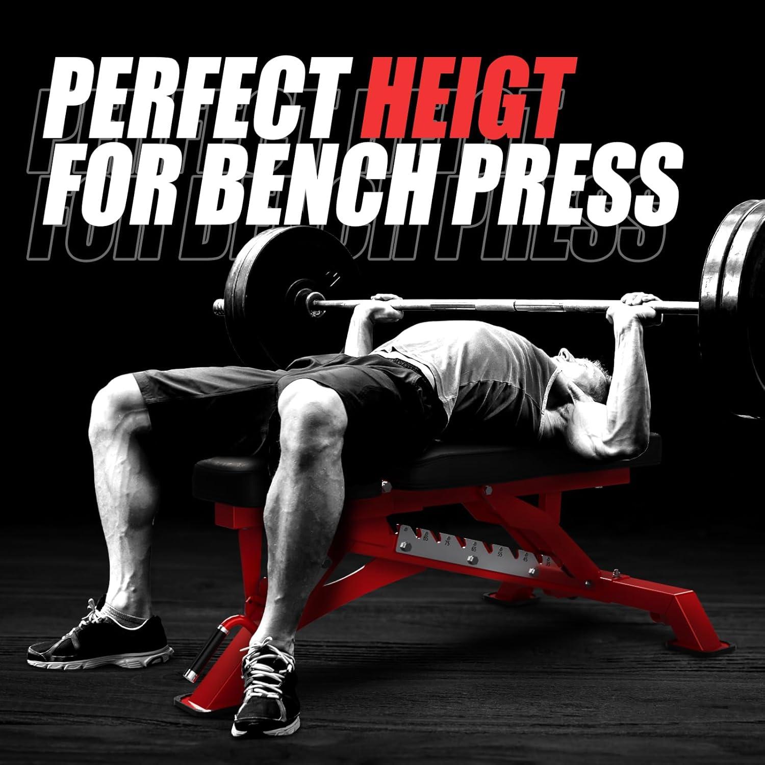imageRITFIT Adjustable Weight Bench with Multiple Back Positions for Full Body Workouts Incline Decline and Flat Settings for Home Gym Strength Training 1300LB CapacityRed