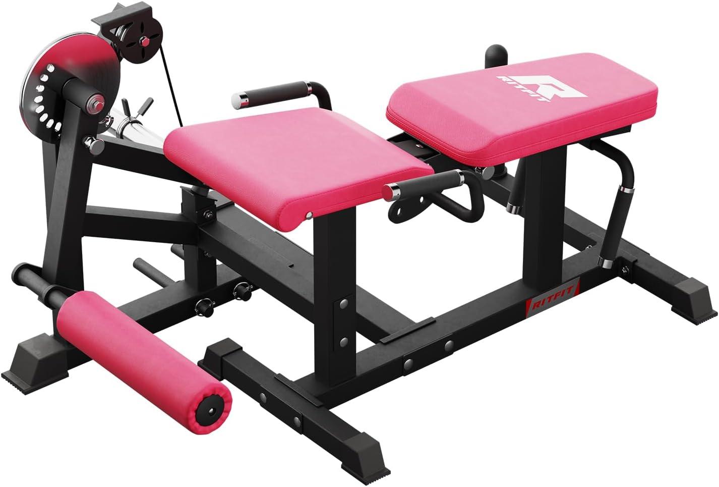 imageRITFIT Leg Extension and Curl Machine 700LB Adjustable Leg Curl Machine Seated Leg Extension and Lying Curl Machine for Home Gym Leg Workout Equipment Compatible with 1 and 2 PlatesPINK