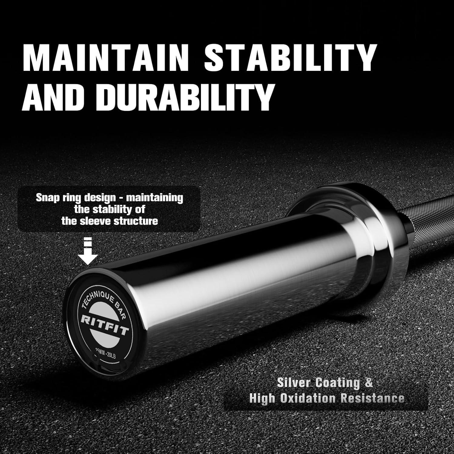 imageRITFIT Olympic Barbell 4ft48ft6ft 2 Inch Weight Bar for Strength Training Weightlifting Squat Deadlift Bench Press Curl Overhead Press 350lbs500lbs CapacitySilver