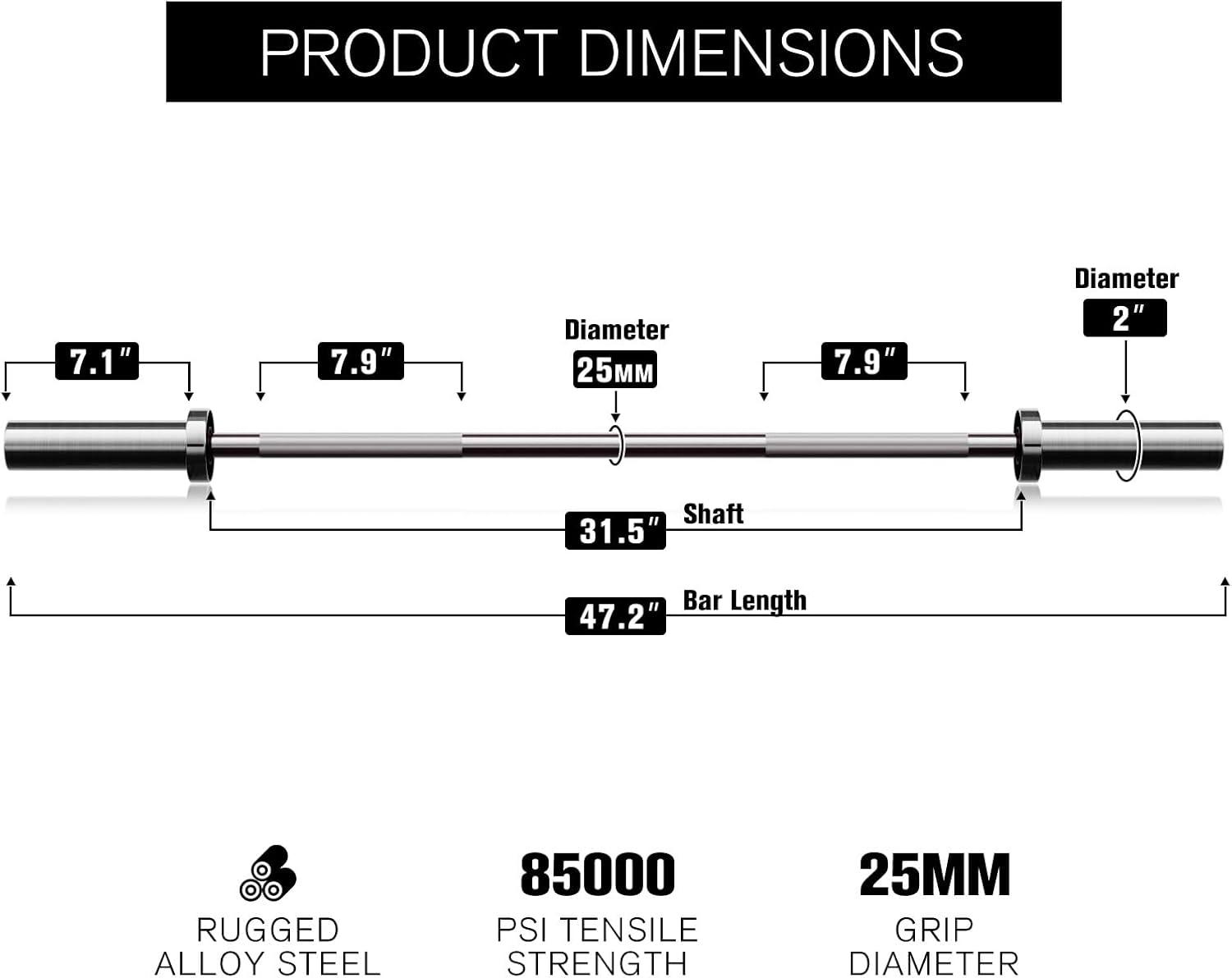 imageRITFIT Olympic Barbell 4ft48ft6ft 2 Inch Weight Bar for Strength Training Weightlifting Squat Deadlift Bench Press Curl Overhead Press 350lbs500lbs CapacitySilver