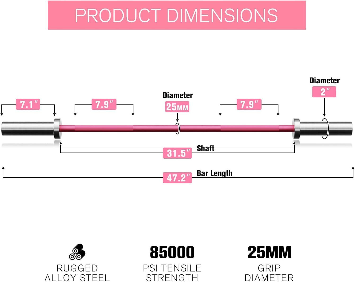 imageRITFIT Olympic Barbell 4ft48ft6ft 2 Inch Weight Bar for Strength Training Weightlifting Squat Deadlift Bench Press Curl Overhead Press 350lbs500lbs CapacityPink