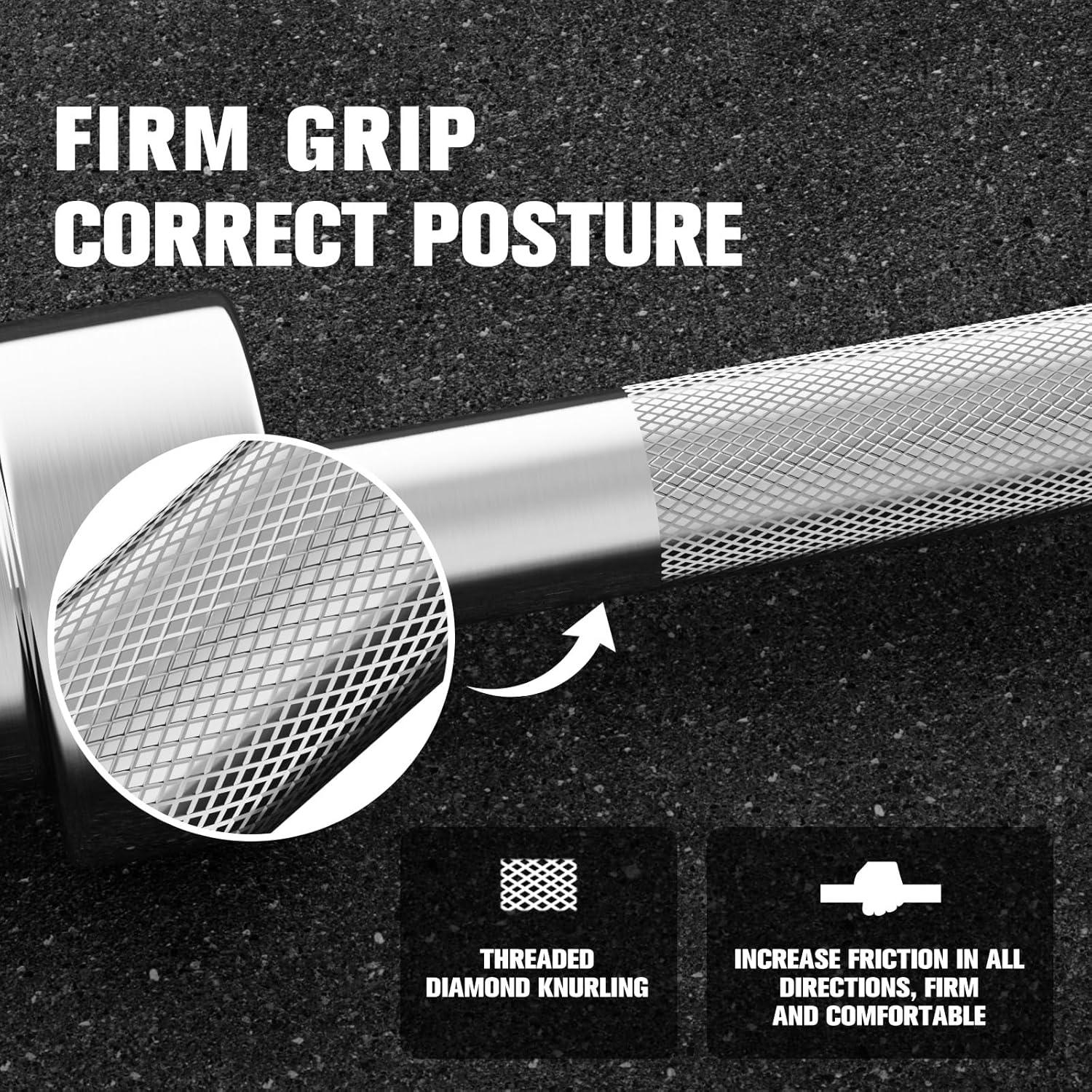 imageRITFIT Olympic Barbell 4ft48ft6ft 2 Inch Weight Bar for Strength Training Weightlifting Squat Deadlift Bench Press Curl Overhead Press 350lbs500lbs CapacitySilver