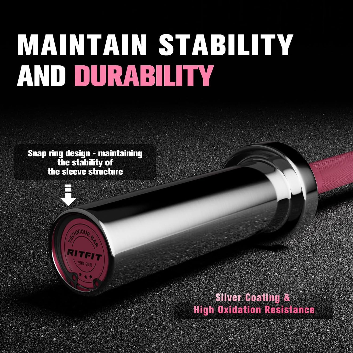 imageRITFIT Olympic Barbell 4ft48ft6ft 2 Inch Weight Bar for Strength Training Weightlifting Squat Deadlift Bench Press Curl Overhead Press 350lbs500lbs CapacityPink