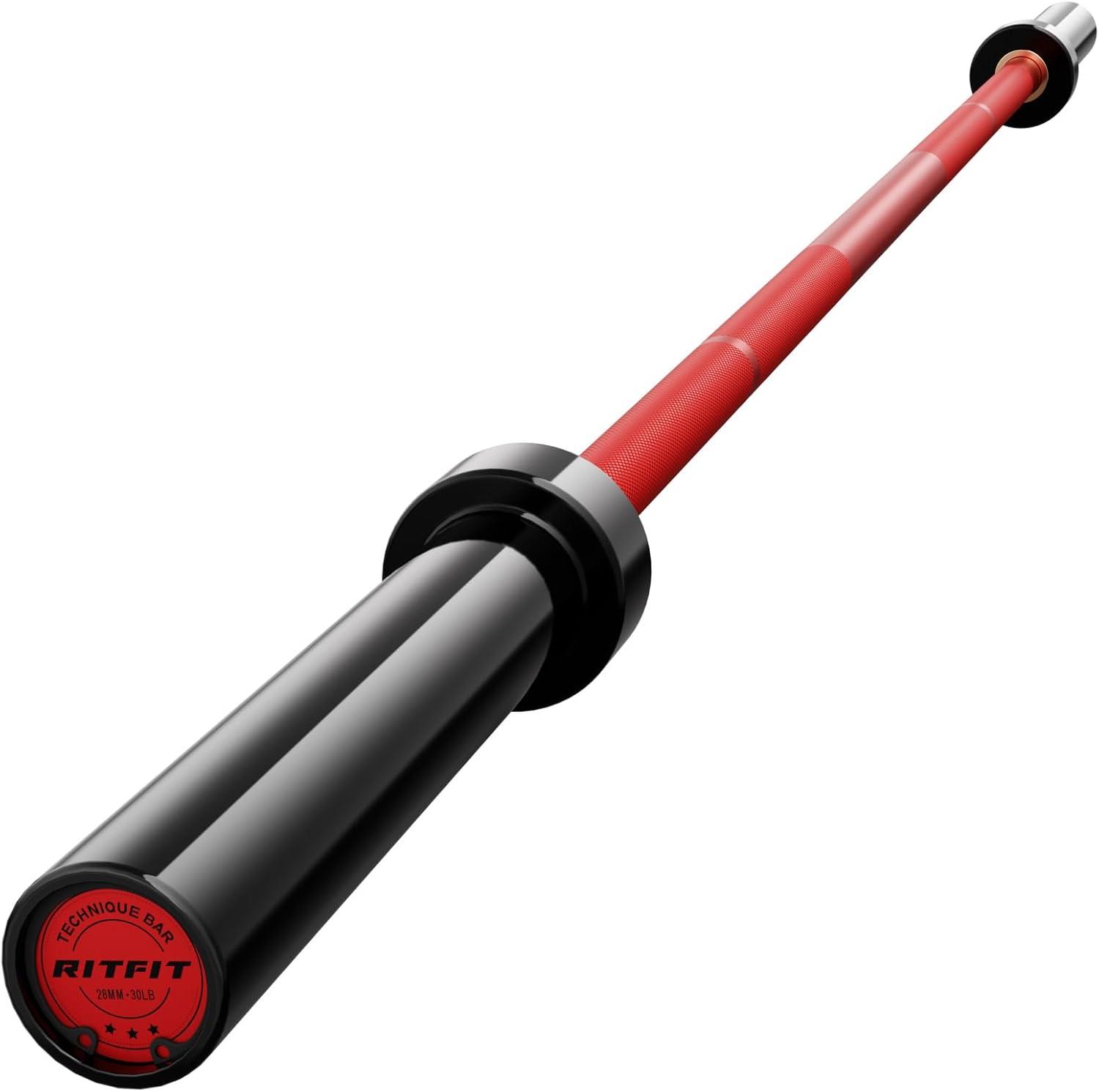 imageRITFIT Olympic Barbell 4ft48ft6ft 2 Inch Weight Bar for Strength Training Weightlifting Squat Deadlift Bench Press Curl Overhead Press 350lbs500lbs CapacityBlackRed