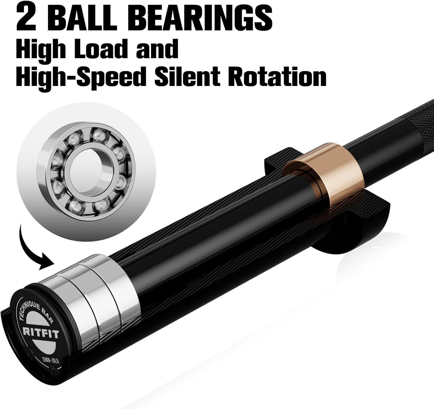 imageRITFIT Olympic Barbell 4ft48ft6ft 2 Inch Weight Bar for Strength Training Weightlifting Squat Deadlift Bench Press Curl Overhead Press 350lbs500lbs CapacityBlack