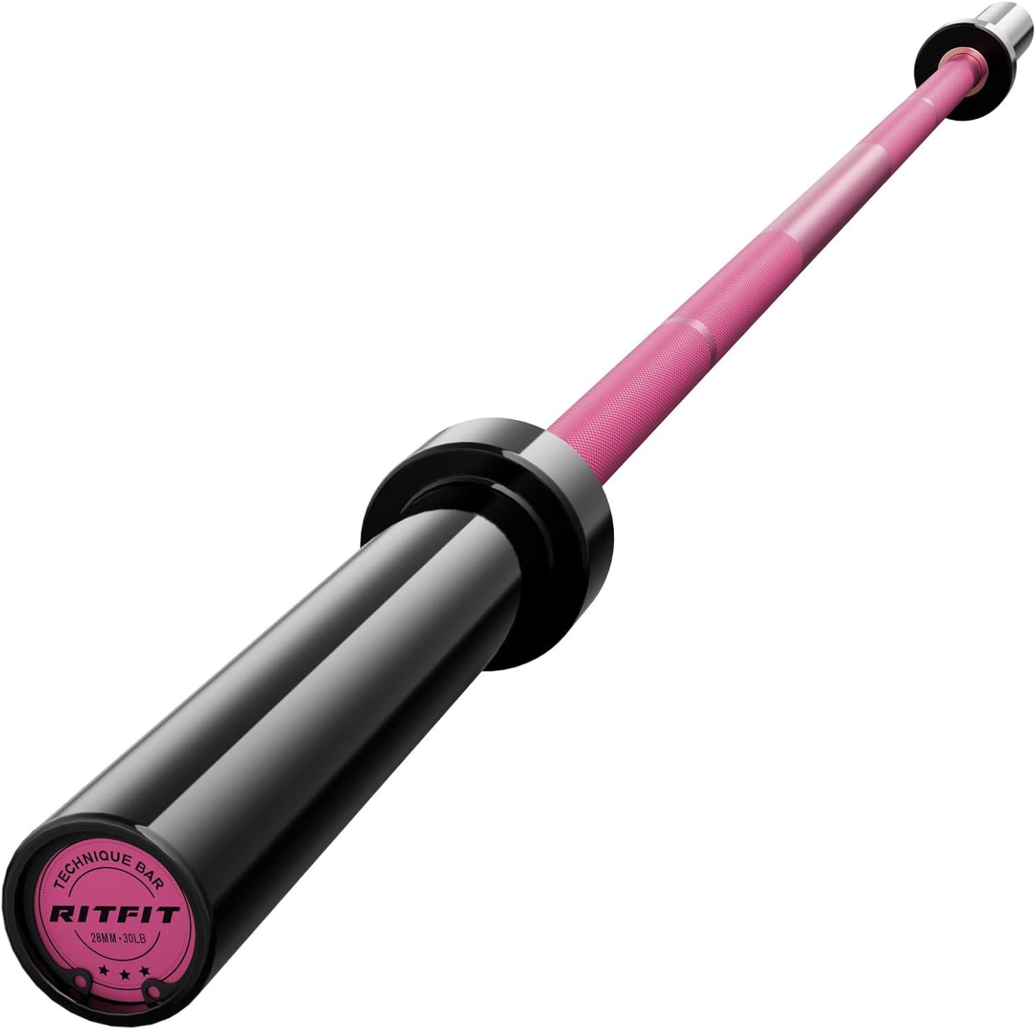 imageRITFIT Olympic Barbell 4ft48ft6ft 2 Inch Weight Bar for Strength Training Weightlifting Squat Deadlift Bench Press Curl Overhead Press 350lbs500lbs CapacityBlackPink