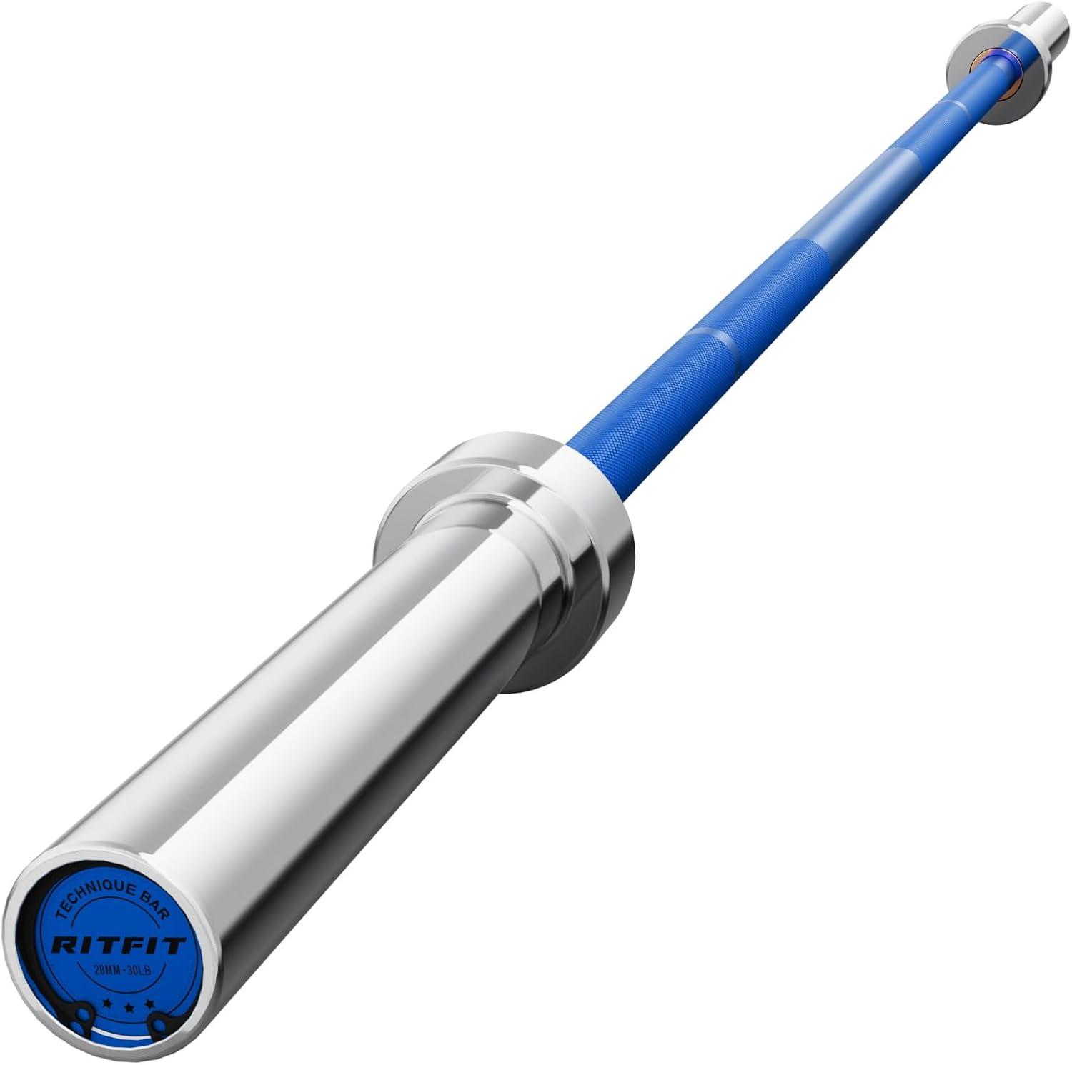 imageRITFIT Olympic Barbell 4ft48ft6ft 2 Inch Weight Bar for Strength Training Weightlifting Squat Deadlift Bench Press Curl Overhead Press 350lbs500lbs CapacitySilverBlue