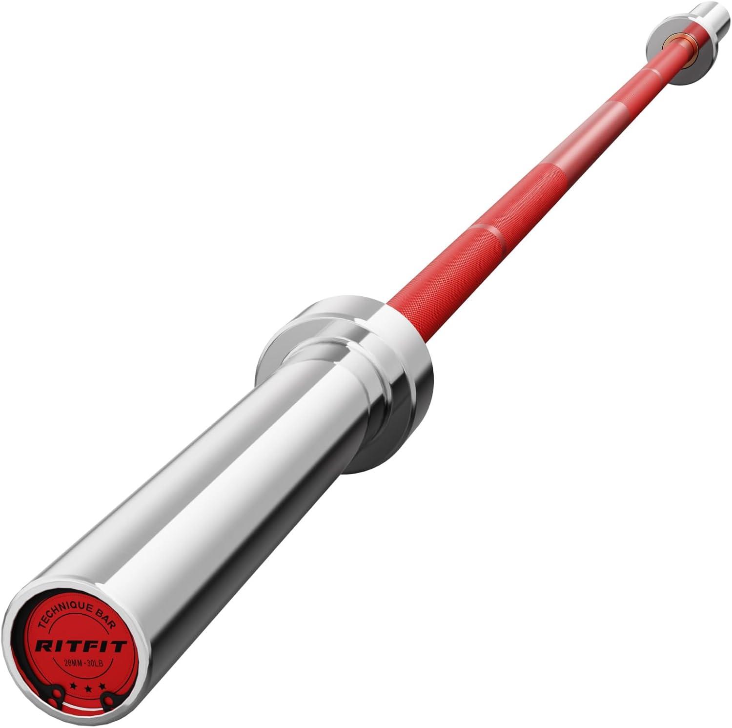 imageRITFIT Olympic Barbell 4ft48ft6ft 2 Inch Weight Bar for Strength Training Weightlifting Squat Deadlift Bench Press Curl Overhead Press 350lbs500lbs CapacitySilverRed