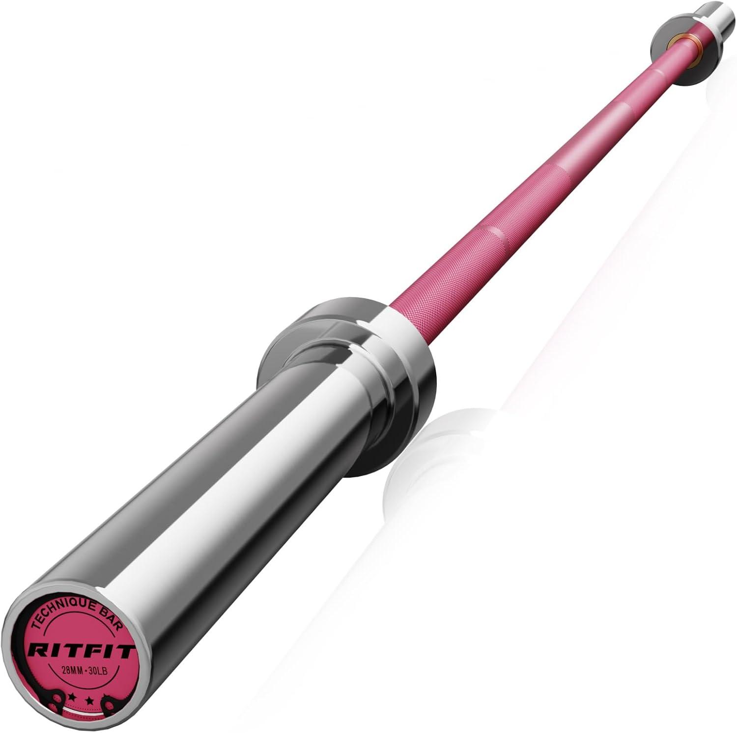 imageRITFIT Olympic Barbell 4ft48ft6ft 2 Inch Weight Bar for Strength Training Weightlifting Squat Deadlift Bench Press Curl Overhead Press 350lbs500lbs CapacityPink