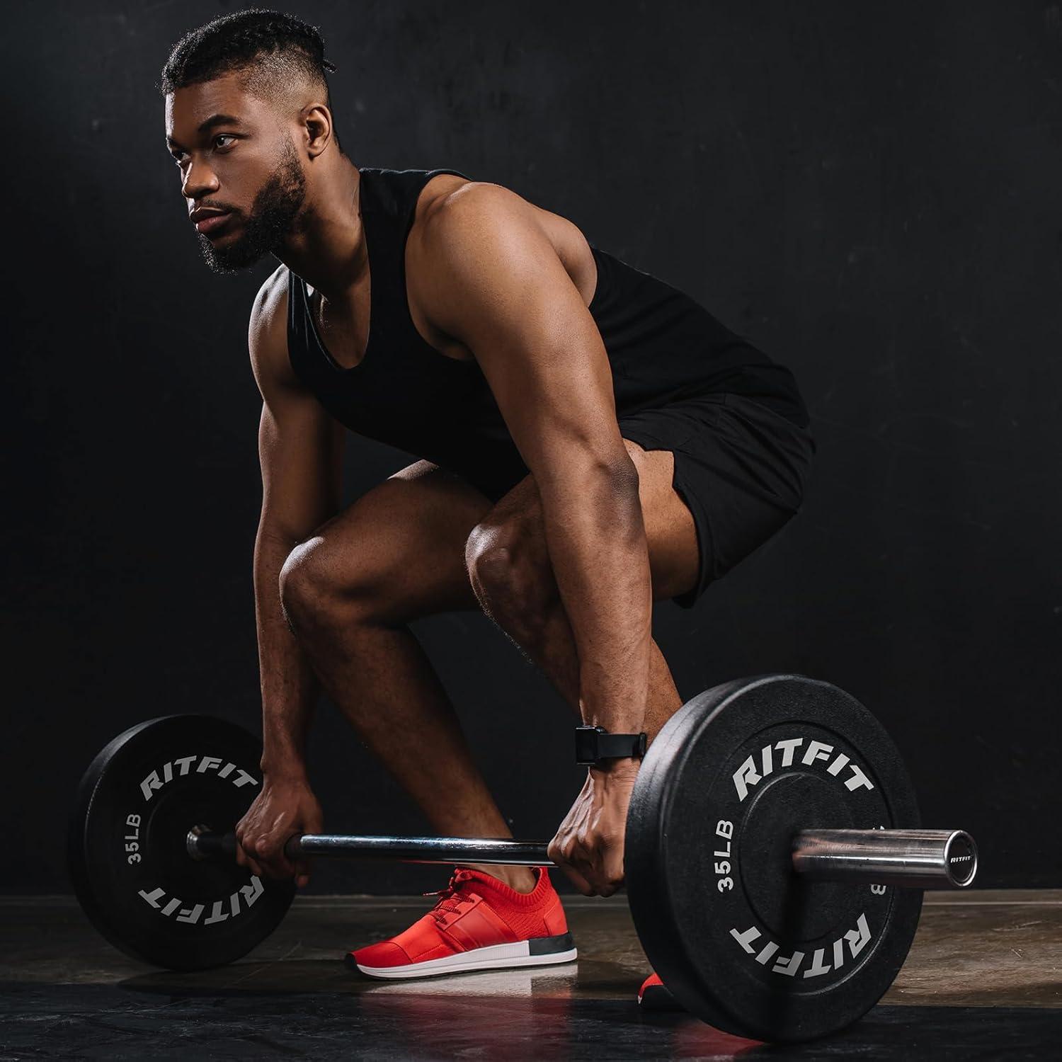 imageRITFIT Olympic Barbell 4ft48ft6ft 2 Inch Weight Bar for Strength Training Weightlifting Squat Deadlift Bench Press Curl Overhead Press 350lbs500lbs CapacitySilver