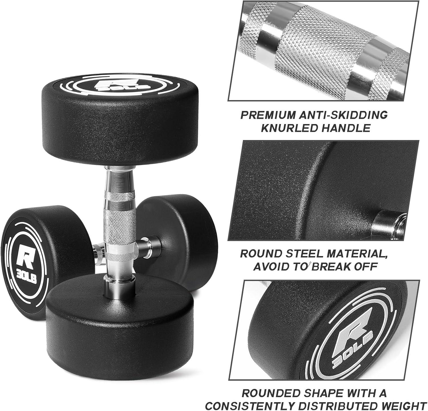 imageRitFit 5250 LBS PVC Encased Round Dumbbell sets with Knurled Handle and Optional Rack Strength Training Equipment for Home Gym2X15LBS