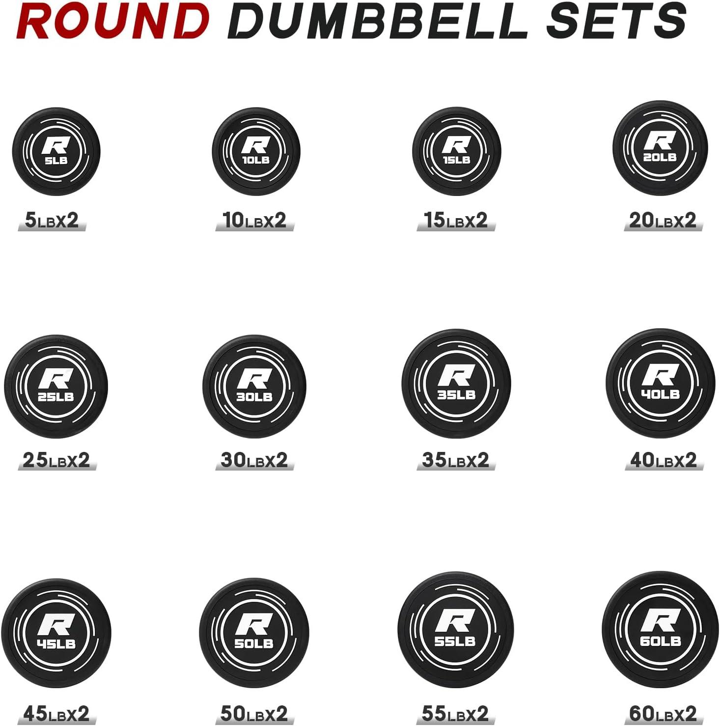 imageRitFit 5250 LBS PVC Encased Round Dumbbell sets with Knurled Handle and Optional Rack Strength Training Equipment for Home Gym2X35LBS
