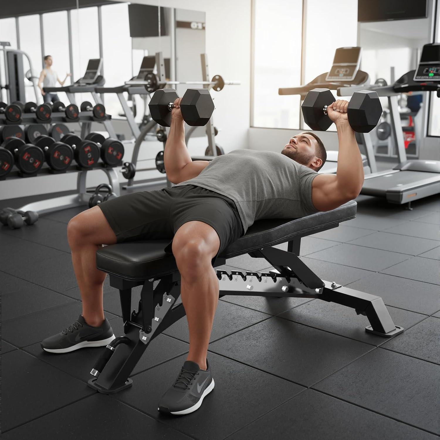 imageRitFit AdjustableFoldable Utility Weight Bench with Multiple Back Positions for Home Gym Decline Incline and Flat Settings for Weightlifting and Strength TrainingBlack