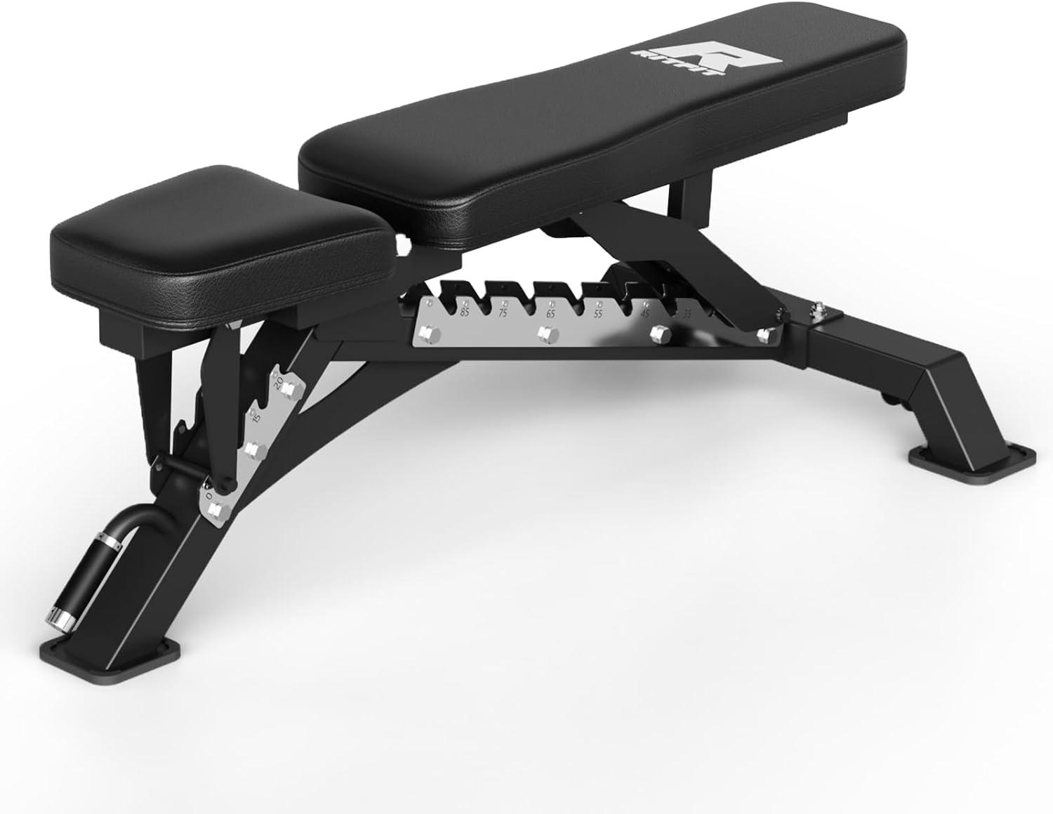 imageRitFit AdjustableFoldable Utility Weight Bench with Multiple Back Positions for Home Gym Decline Incline and Flat Settings for Weightlifting and Strength TrainingBlack