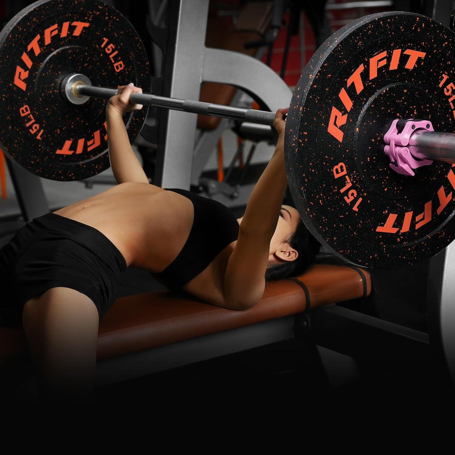 imageRitFit Bumper Plates Colored FleckRubber Weight Plates with Steel Insert 2inch Olympic Weight Plates for Weight Lifting and Strength Training Single Pair amp Set