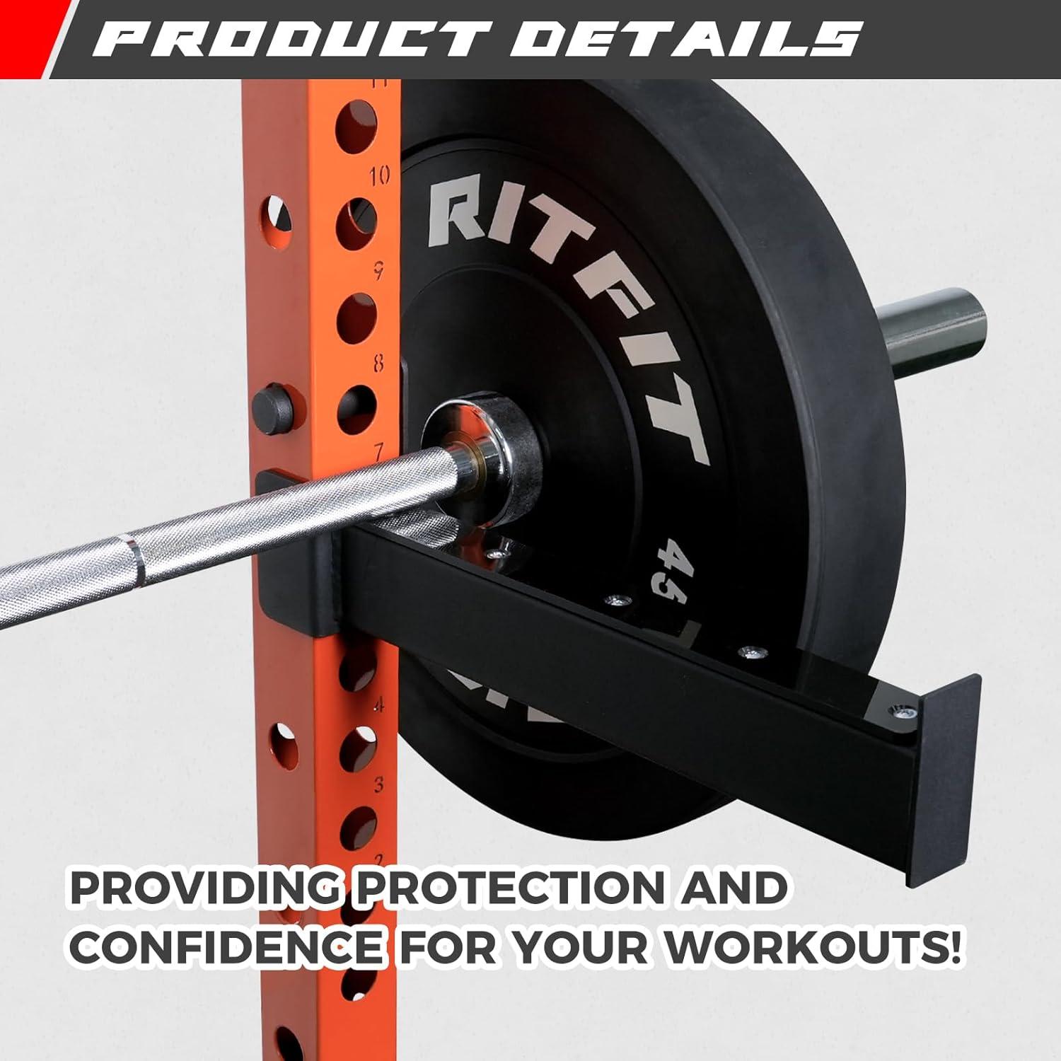 imageRitFit MultiFunctional Folding Squat Rack for Home Gym 236 x 236 Wall Mounted Squat Rack with Attachments Space Saving Squat Power RackOrange