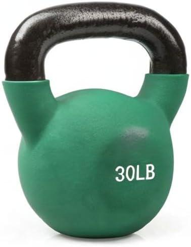 imageRitFit Neoprene Coated Solid Cast Iron Kettlebell 5 10 15 20 25 30 35 40 45 50 LB Great for Full Body Workout CrossTraining Weight Loss amp Strength Training30LBGreen