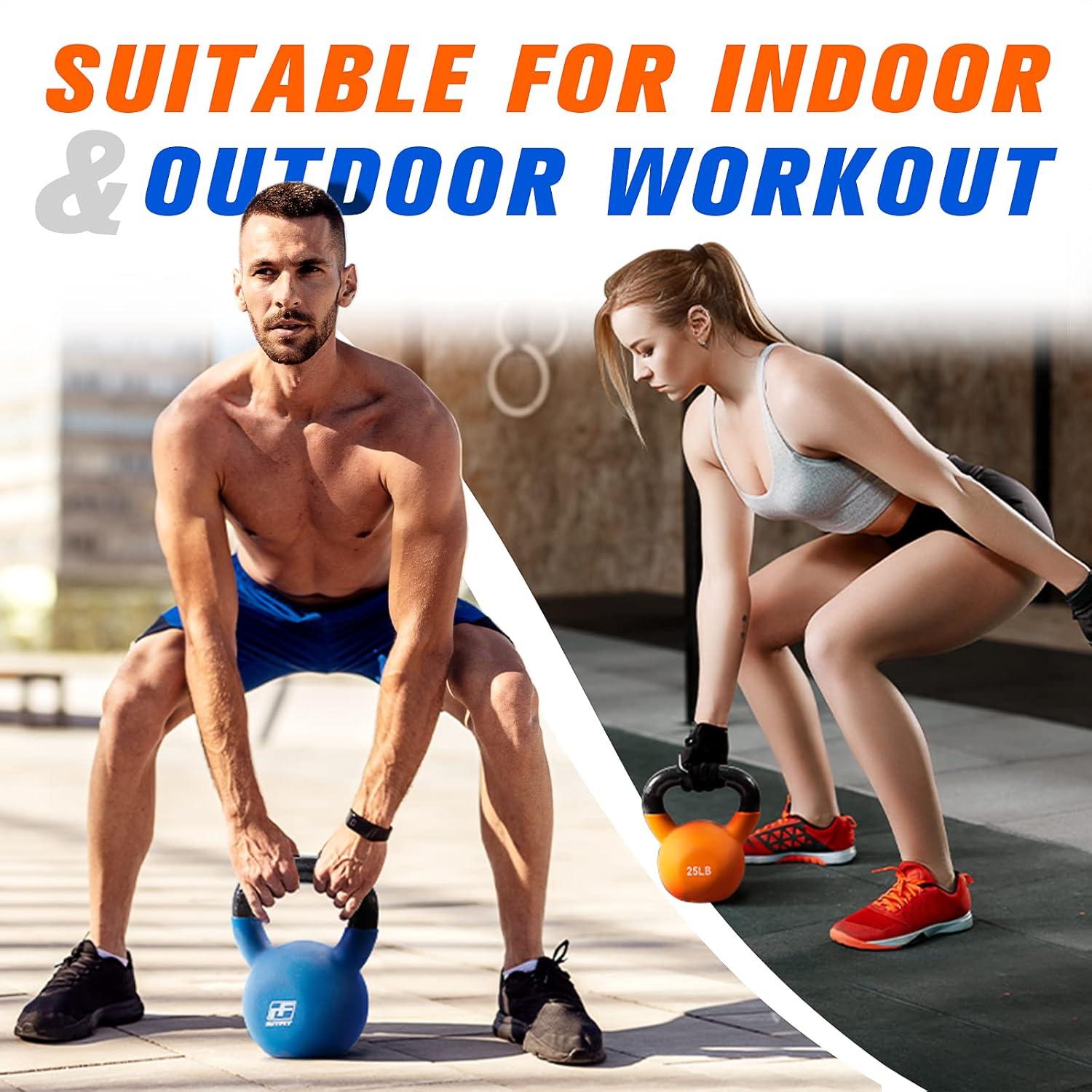 imageRitFit Neoprene Coated Solid Cast Iron Kettlebell 5 10 15 20 25 30 35 40 45 50 LB Great for Full Body Workout CrossTraining Weight Loss amp Strength Training15LBSky Blue