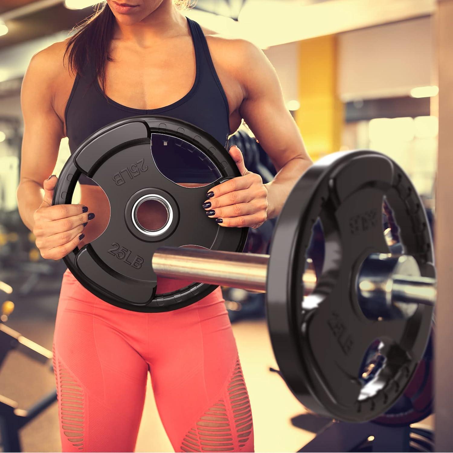 imageRitFit Olympic Rubber Grip Plates for Barbell 2Inch Weight Plates for Weightlifting and Strength Training in Home amp Gym Single Pair and Sets25510253545 LB155 Set