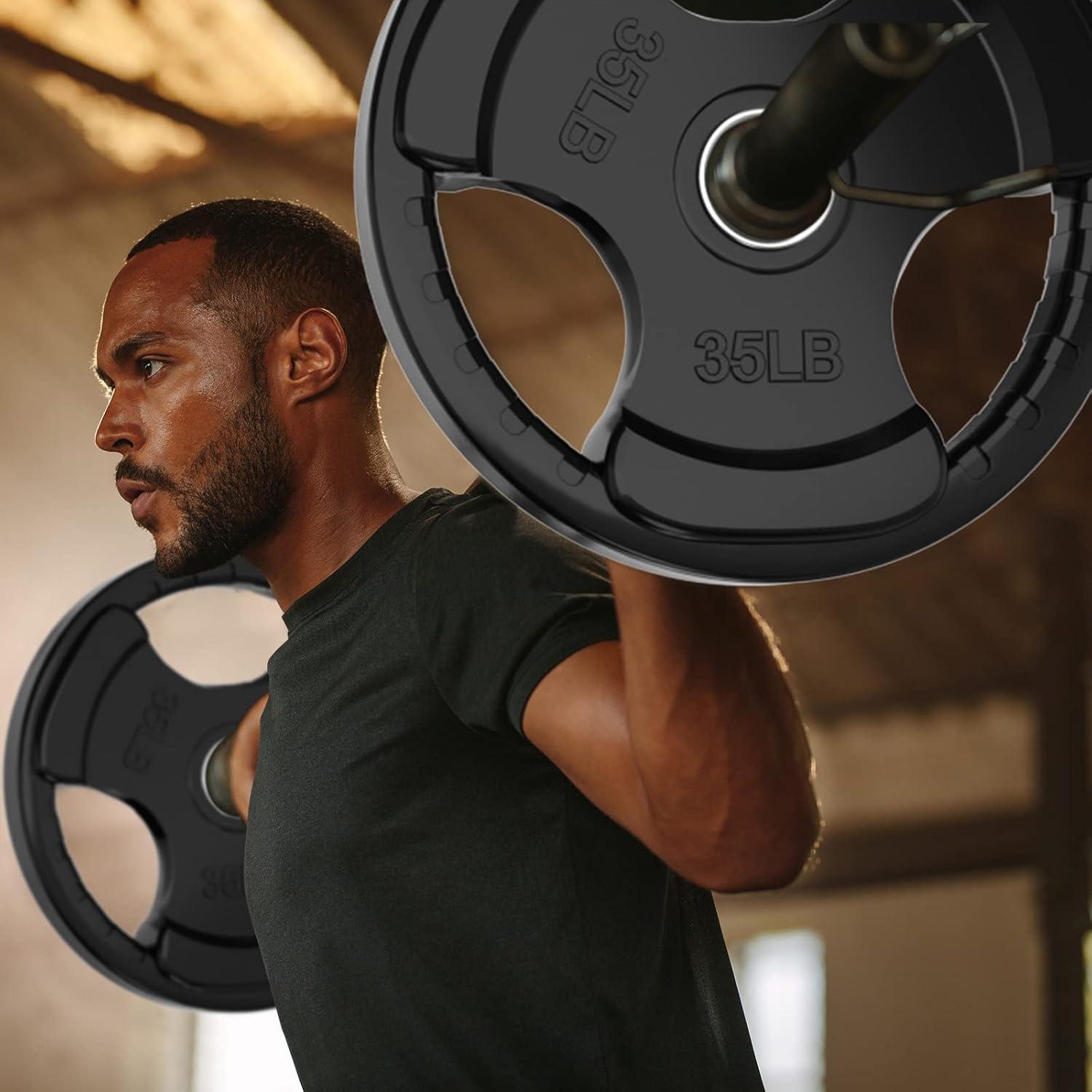 imageRitFit Olympic Rubber Grip Plates for Barbell 2Inch Weight Plates for Weightlifting and Strength Training in Home amp Gym Single Pair and Sets25510253545 LB155 Set