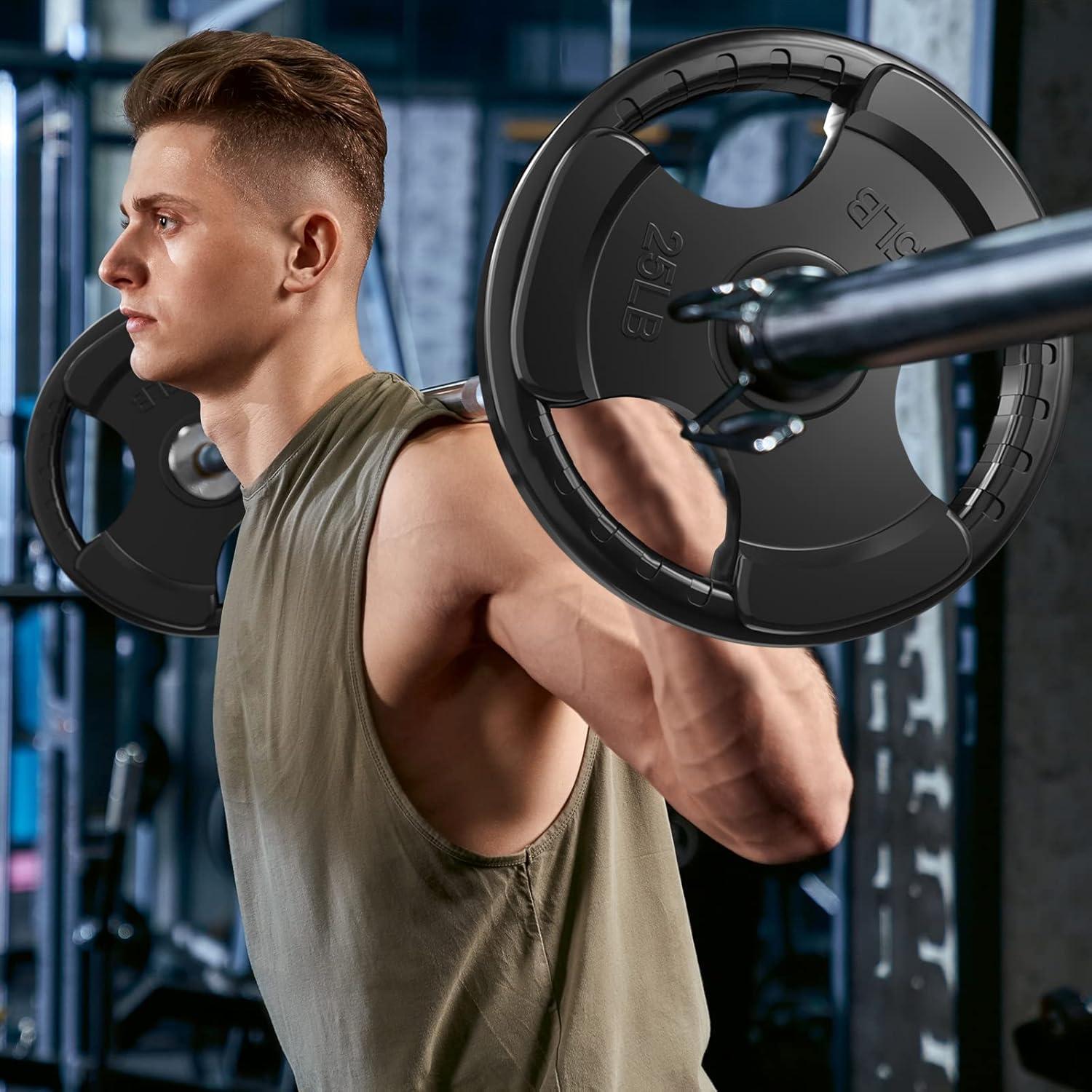 imageRitFit Olympic Rubber Grip Plates for Barbell 2Inch Weight Plates for Weightlifting and Strength Training in Home amp Gym Single Pair and Sets25510253545 LB2X15LB