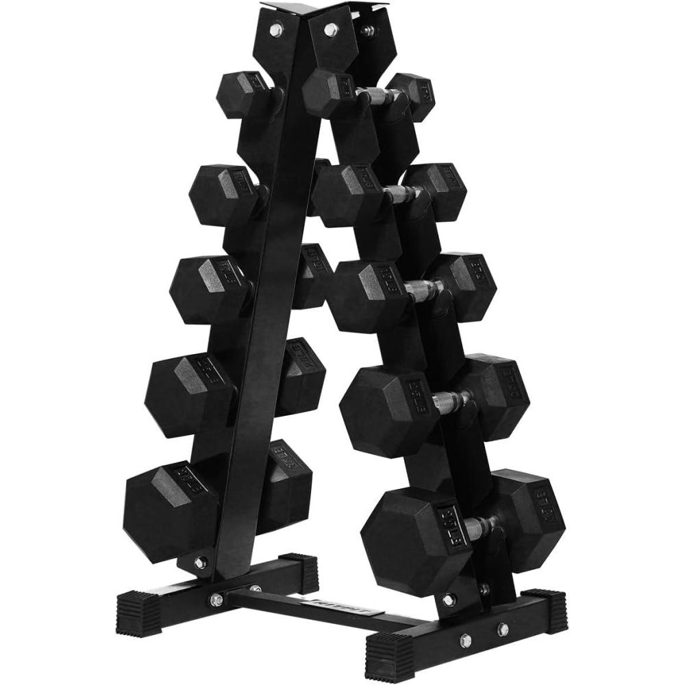 imageRITFIT 650550450350300310260210200180150100 LB Rubber Hex Dumbbells Set with Optional Dumbbell Rack Multi Weight Set to Choose Ideal for Home Gym and Fitness180 LBS Set with 5Tier Rack