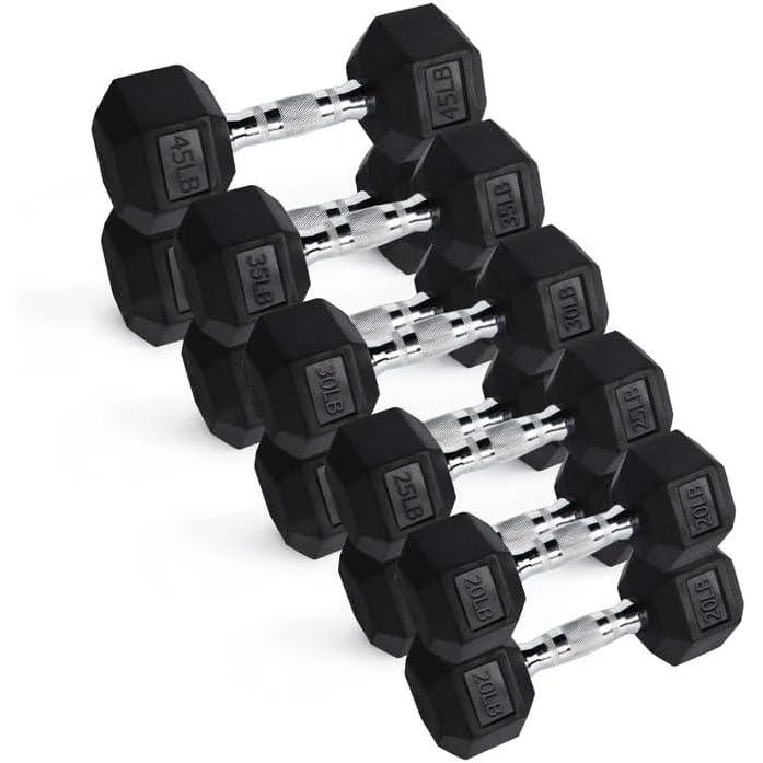 imageRITFIT 650550450350300310260210200180150100 LB Rubber Hex Dumbbells Set with Optional Dumbbell Rack Multi Weight Set to Choose Ideal for Home Gym and Fitness310 LB Set with 5Tier Rack