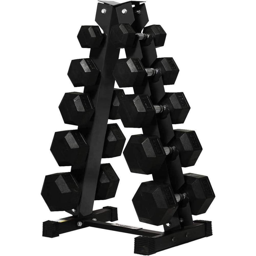 imageRITFIT 650550450350300310260210200180150100 LB Rubber Hex Dumbbells Set with Optional Dumbbell Rack Multi Weight Set to Choose Ideal for Home Gym and Fitness300 LBS Set with 5Tier Rack