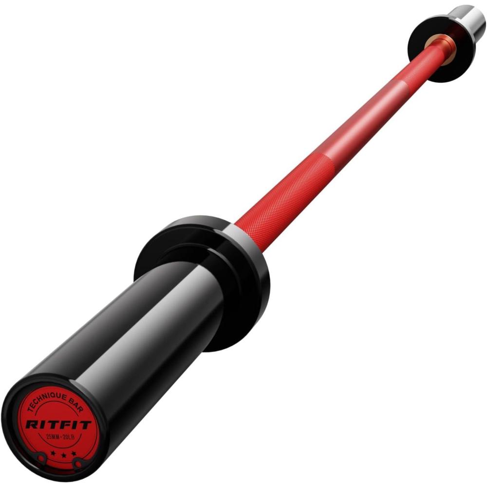 imageRITFIT Olympic Barbell 4ft48ft6ft 2 Inch Weight Bar for Strength Training Weightlifting Squat Deadlift Bench Press Curl Overhead Press 350lbs500lbs CapacityBlackRed