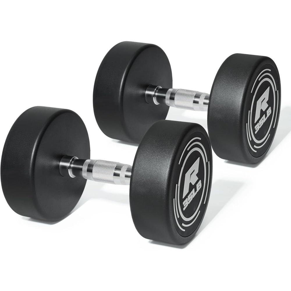 imageRitFit 5250 LBS PVC Encased Round Dumbbell sets with Knurled Handle and Optional Rack Strength Training Equipment for Home Gym2X35LBS