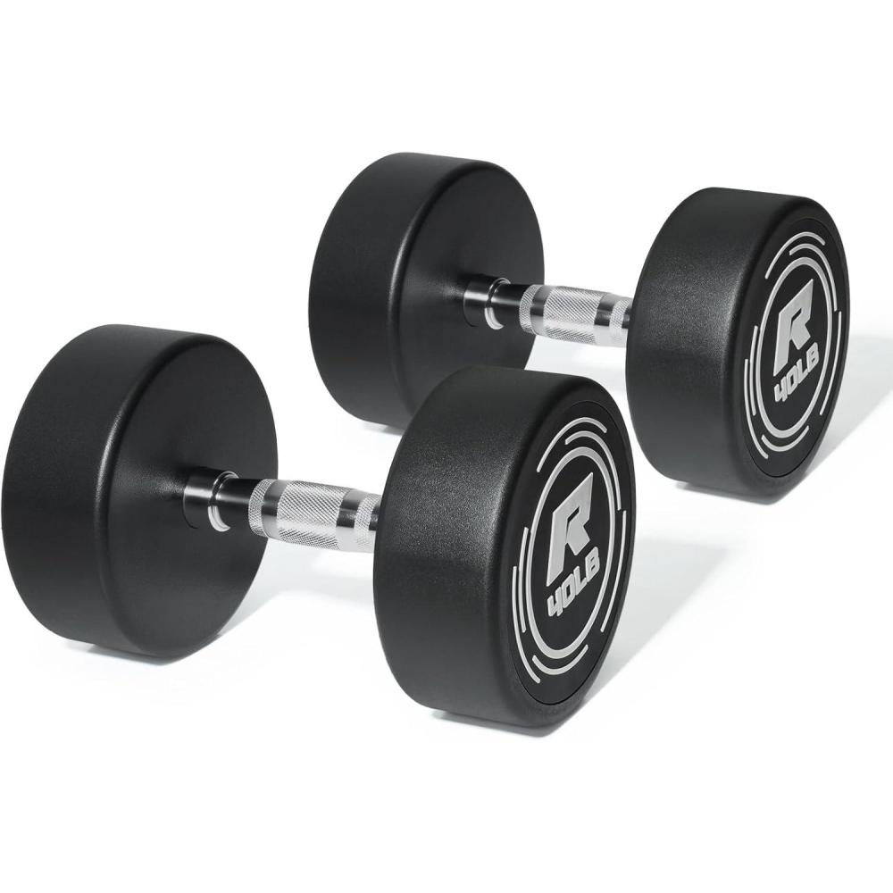 imageRitFit 5250 LBS PVC Encased Round Dumbbell sets with Knurled Handle and Optional Rack Strength Training Equipment for Home Gym2X40LBS