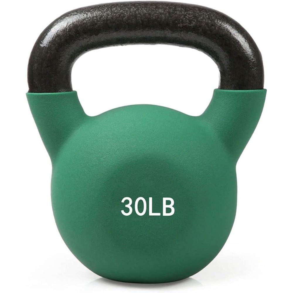 imageRitFit Neoprene Coated Solid Cast Iron Kettlebell 5 10 15 20 25 30 35 40 45 50 LB Great for Full Body Workout CrossTraining Weight Loss amp Strength Training30LBGreen