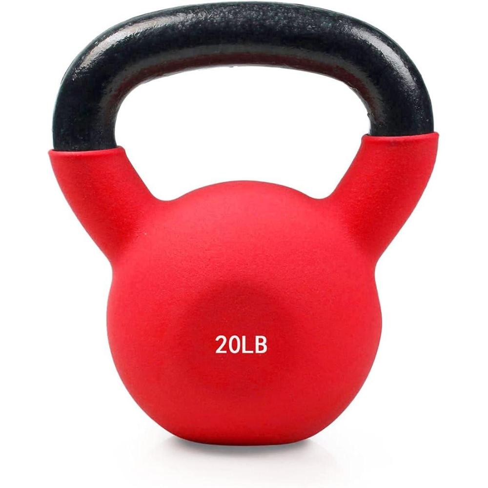 imageRitFit Neoprene Coated Solid Cast Iron Kettlebell 5 10 15 20 25 30 35 40 45 50 LB Great for Full Body Workout CrossTraining Weight Loss amp Strength Training20LBRed