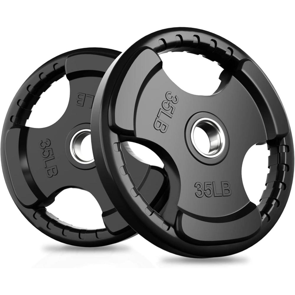 imageRitFit Olympic Rubber Grip Plates for Barbell 2Inch Weight Plates for Weightlifting and Strength Training in Home amp Gym Single Pair and Sets25510253545 LB2X35LB