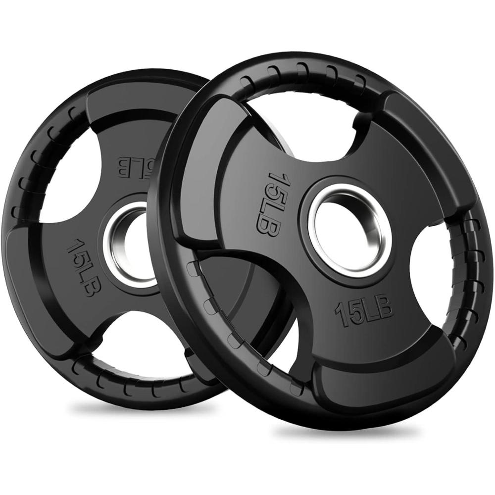 imageRitFit Olympic Rubber Grip Plates for Barbell 2Inch Weight Plates for Weightlifting and Strength Training in Home amp Gym Single Pair and Sets25510253545 LB2X15LB