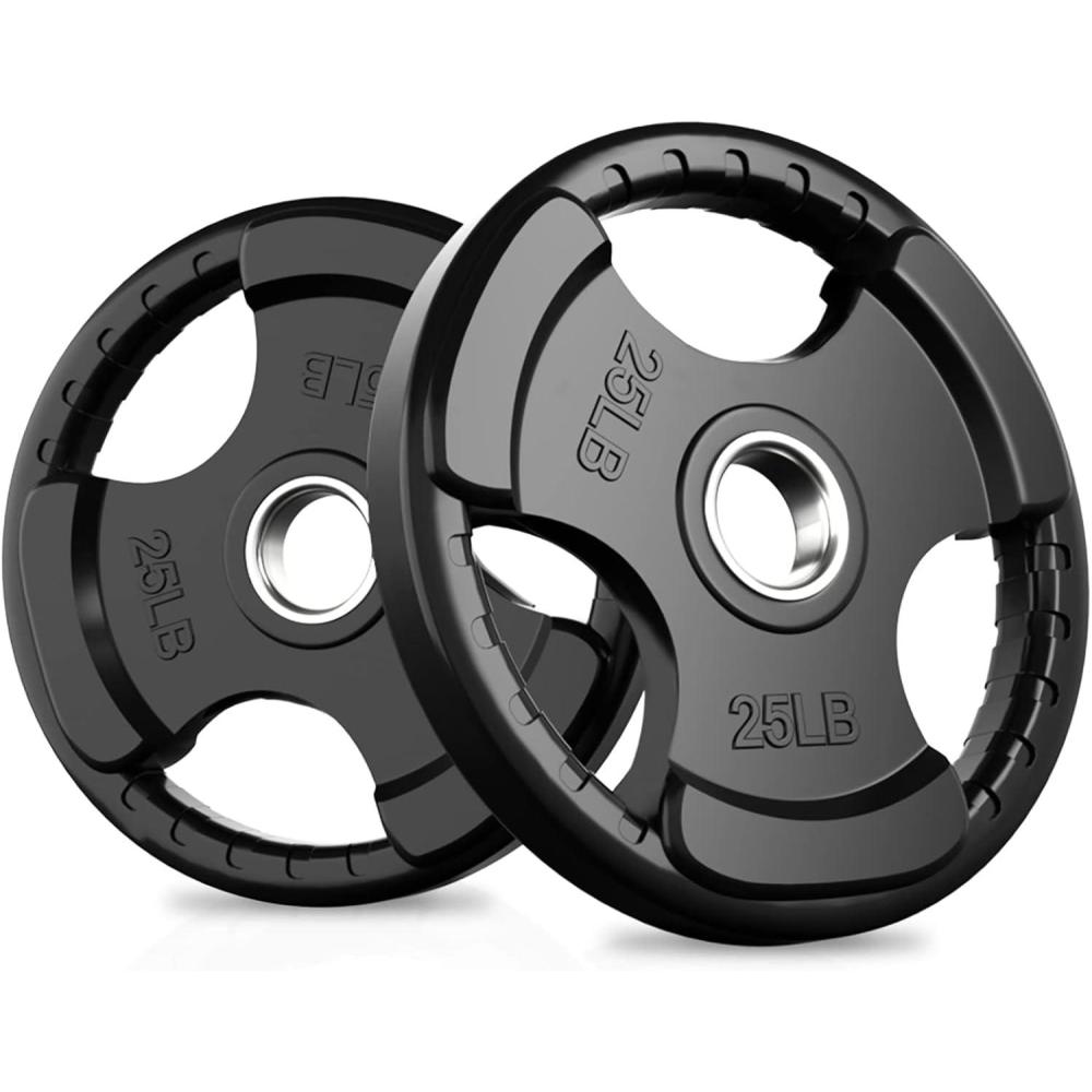 imageRitFit Olympic Rubber Grip Plates for Barbell 2Inch Weight Plates for Weightlifting and Strength Training in Home amp Gym Single Pair and Sets25510253545 LB2X25LB