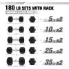 RITFIT 650/550/450/350/300/310/260/210/200/180/150/100 LB Rubber Hex Dumbbells Set with Optional Dumbbell Rack, Multi Weight Set to Choose, Ideal for Home Gym and Fitness(180 LBS Set with 5-Tier Rack)