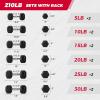 RITFIT 650/550/450/350/300/310/260/210/200/180/150/100 LB Rubber Hex Dumbbells Set with Optional Dumbbell Rack, Multi Weight Set to Choose, Ideal for Home Gym and Fitness(210 LBS Set with 6-Tier Rack)
