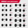 RITFIT 650/550/450/350/300/310/260/210/200/180/150/100 LB Rubber Hex Dumbbells Set with Optional Dumbbell Rack, Multi Weight Set to Choose, Ideal for Home Gym and Fitness(650 LBS Set with 3-Tier Rack)