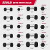 RITFIT 650/550/450/350/300/310/260/210/200/180/150/100 LB Rubber Hex Dumbbells Set with Optional Dumbbell Rack, Multi Weight Set to Choose, Ideal for Home Gym and Fitness(550LBS Set with 3 Tier Rack)