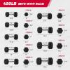 RITFIT 650/550/450/350/300/310/260/210/200/180/150/100 LB Rubber Hex Dumbbells Set with Optional Dumbbell Rack, Multi Weight Set to Choose, Ideal for Home Gym and Fitness(450 LBS Set with 3-Tier Rack)