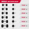 RITFIT 650/550/450/350/300/310/260/210/200/180/150/100 LB Rubber Hex Dumbbells Set with Optional Dumbbell Rack, Multi Weight Set to Choose, Ideal for Home Gym and Fitness(350 LB Set with 6-Tier Rack)