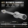 RITFIT Olympic Barbell 4ft/4.8ft/6ft – 2 Inch Weight Bar for Strength Training, Weightlifting, Squat, Deadlift, Bench Press, Curl, Overhead Press – 350lbs/500lbs Capacity(Silver)
