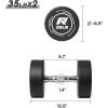 RitFit 5-250 LBS PVC Encased Round Dumbbell sets with Knurled Handle and Optional Rack, Strength Training Equipment for Home Gym(2X35LBS)