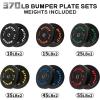 RitFit Bumper Plates, Colored Fleck-Rubber Weight Plates with Steel Insert, 2-inch Olympic Weight Plates for Weight Lifting and Strength Training (Single, Pair & Set)