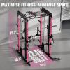 RitFit M1 & M1 Pro Smith Machine with Cable Crossover System, Multi-Function Squat Rack Power Cage for Home Gym, Power Rack and Packages(Pink)