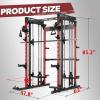 RitFit M1 & M1 Pro Smith Machine with Cable Crossover System, Multi-Function Squat Rack Power Cage for Home Gym, Power Rack and Packages(Red)